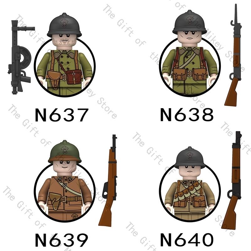 N637 N638 N639 N640 Soldato della Seconda Guerra Mondiale MOC Action Figure Spada Moc Modello Giocattoli con Mini Blocchi da Costruzione per Bambini Regalo