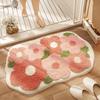 Small Fresh Special-shaped Flower Cashmere Floor Mat, Bathroom Water-absorbing and Dirt-resistant Foot Pad, Entrance Wear-resistant Foot Pad