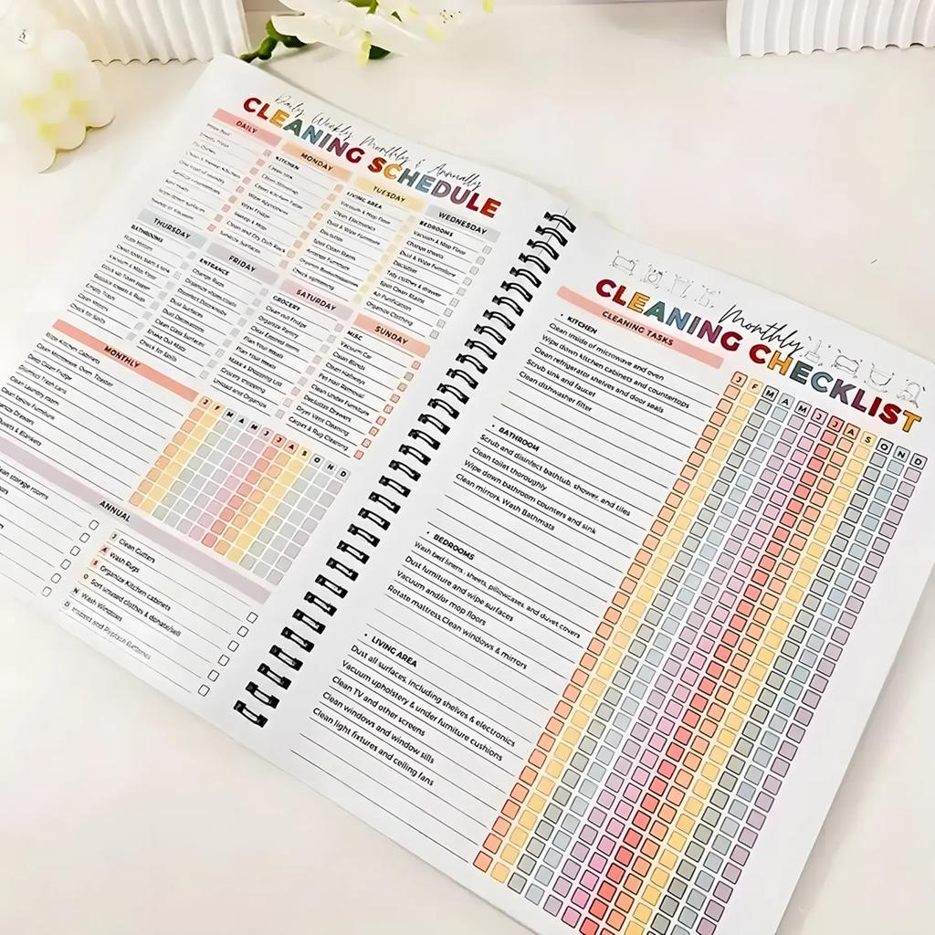 Planificateur de nettoyage TDAH, Format A4 Emploi du Temps Quotidien et Liste de Contrôle de Concentration Carnet, Couverture Durable Pages Lisses, Fourniture de Bureau Essentielle pour la Maison/le Bureau/la Chambre d'Étudiant