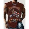 3D Creative Retro Motorcycle Print Outdoor T-shirt Sports Style Casual Breathable Round Neck Four-season Fitness Men's Vest