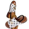2024 Plus Size One-Strap Round Toe Sandals with Metal Buckle - European/American Style Women's Beach Flats