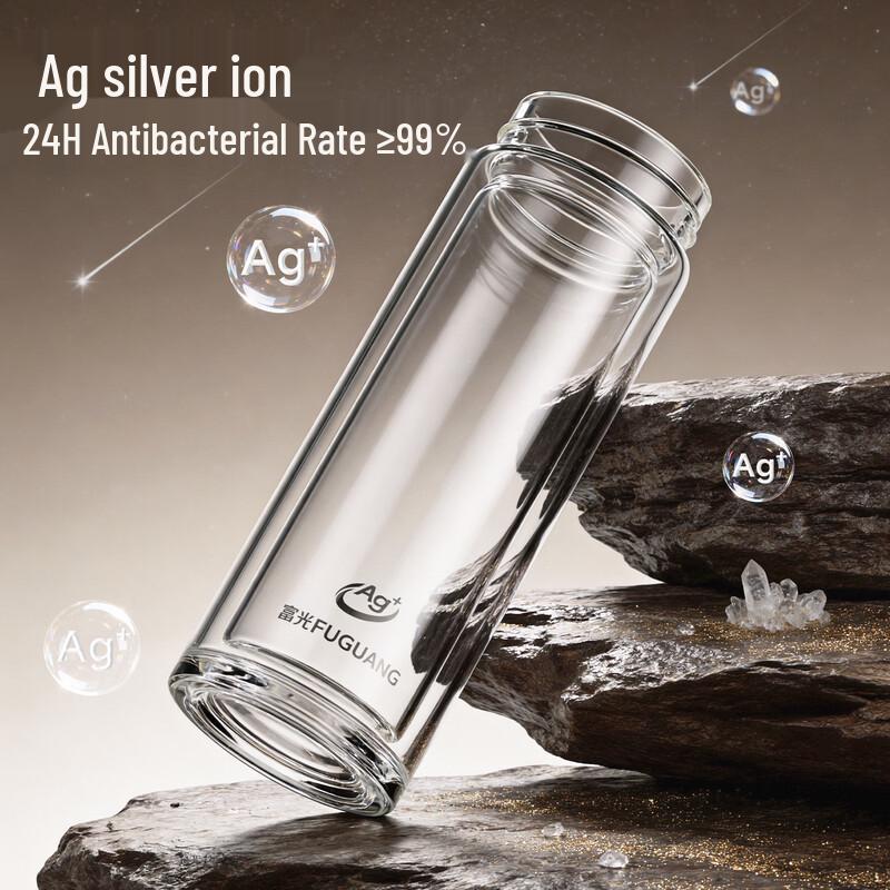 Fuguang Pure Titanium Nano Antibacterial Double-Layer Glass Tea Bottle