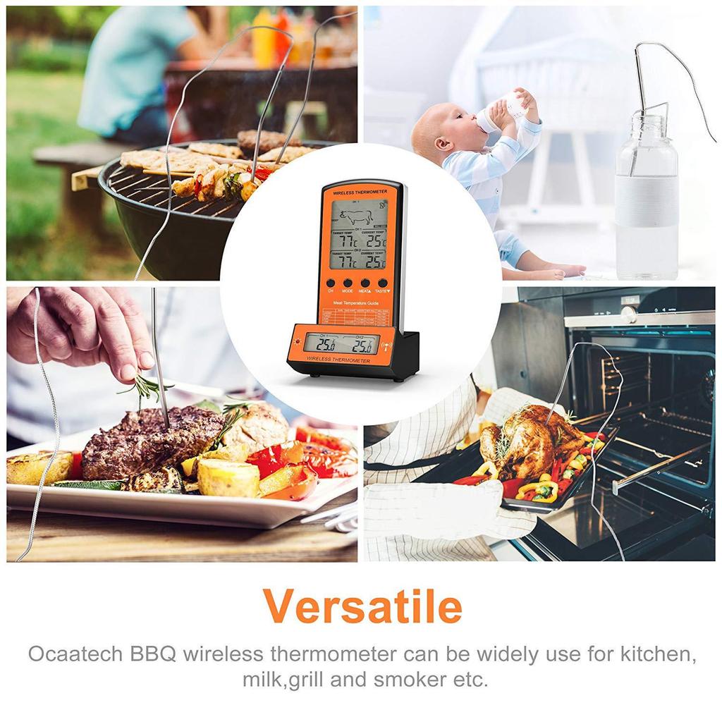 Wireless Dual Probe BBQ & Oven Meat Thermometer for Home Cooking