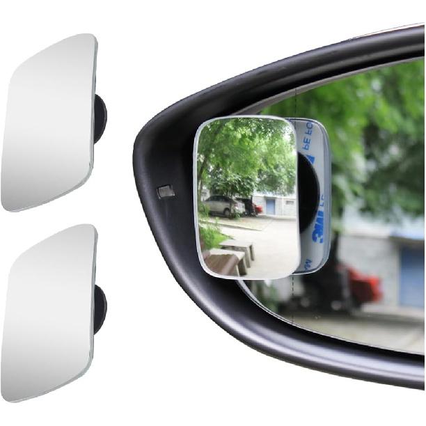 ZIMISI Fan-Shaped Blind Spot Car Mirror, 2" HD Glass Wide Angle Convex Mirror with Adjustable Stick, 360 Degree Frameless Rear View Mirrors for Car,
