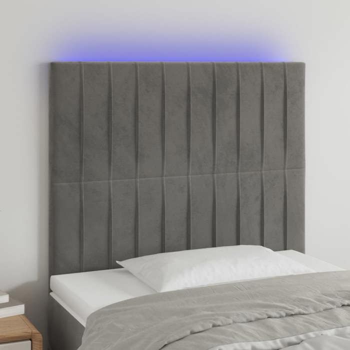 VidaXL Tête de Lit à LED Meuble de Chambre à Coucher Accessoire de Lit Simple Tête de Cadre de Lit Intérieur Gris Clair 3122704
