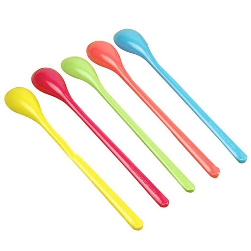 1pc Lange Griff Bunte Kunststoff Löffel Geschirr Löffel Für Kaffee Gelee Eis Dessert Vorspeise Rühren Löffel