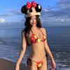 New sweet and spicy American sexy neck bikini three-point strap tropical fruit print island vacation swimsuit