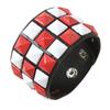 Comfort Fit Adjustable Bracelet Three Row Square Studs Punk Design Soft Leather for Stylish Daily Fashion