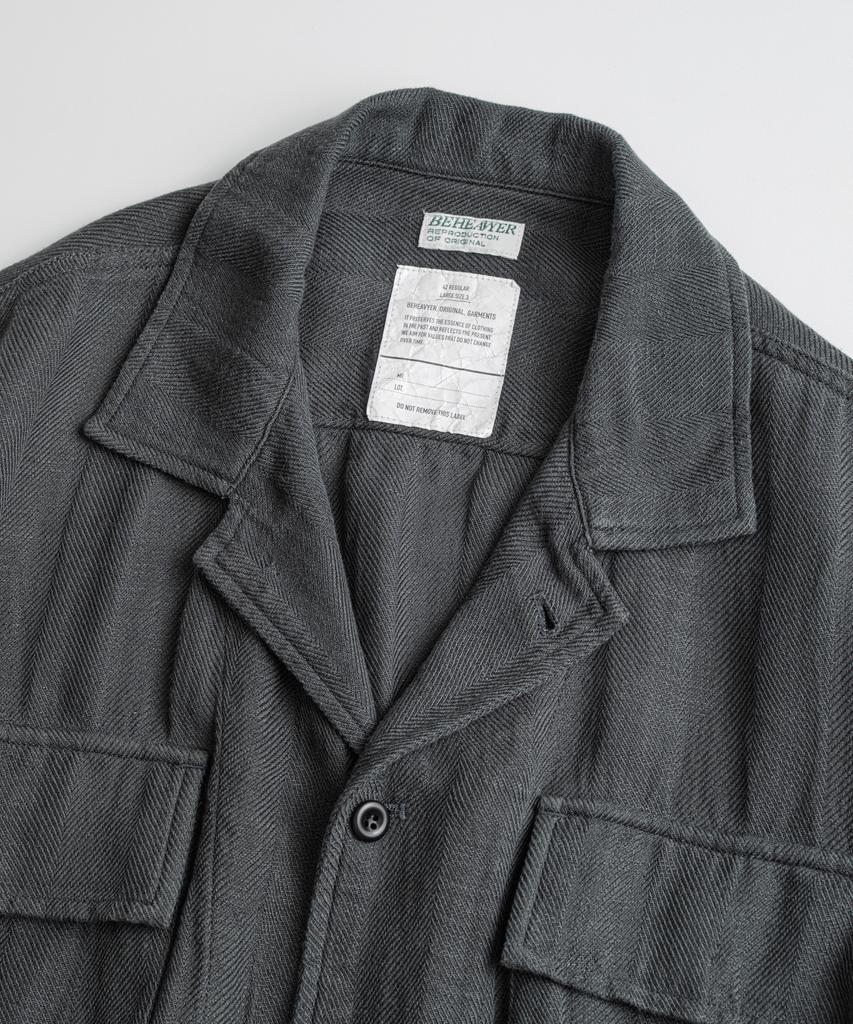 Bihebieo Dyed Hbt Linen M43 1/2 Shirts Anthracite