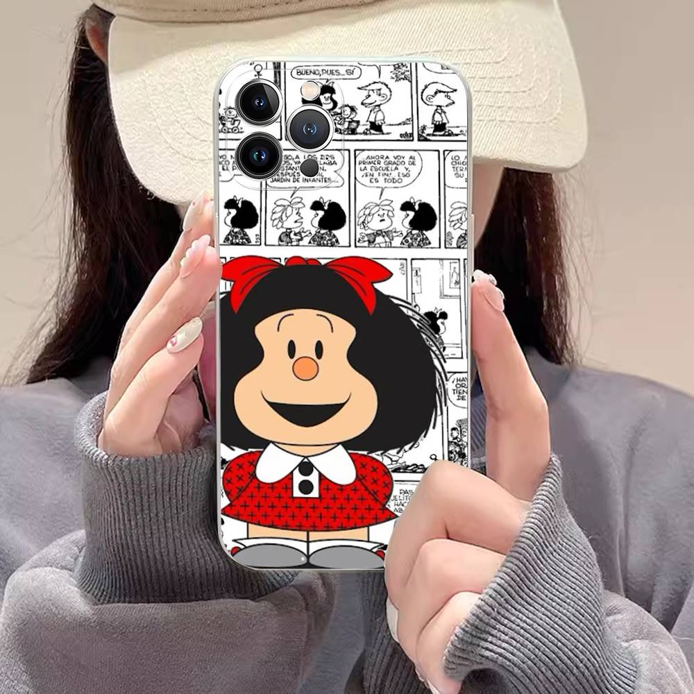 Cartoon Mafalda Handyhülle Für IPhone 17 16 15 14 11 12 13 Mini Pro XS Max Plus Hülle Schale