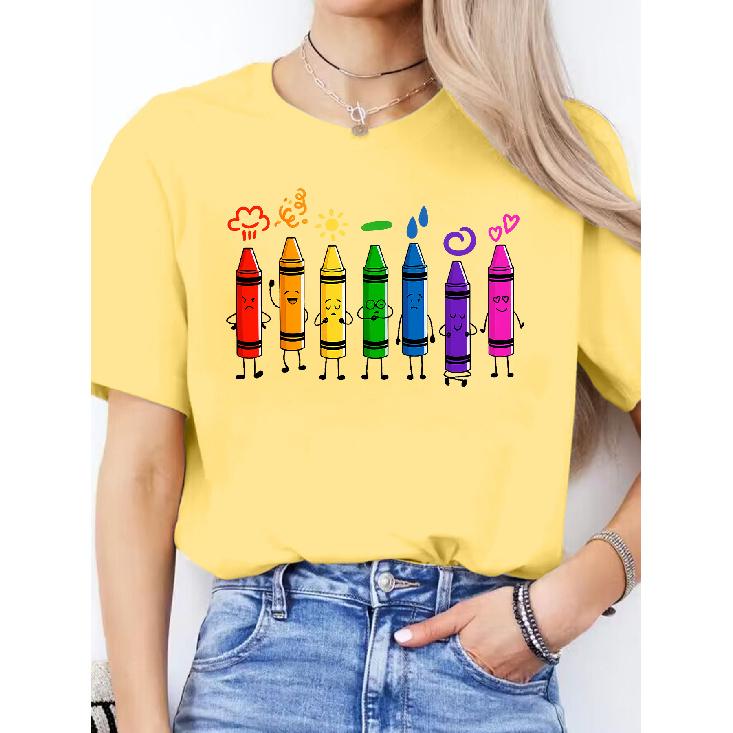 Spanish Letter Print Spring/summer Casual Wear T Round-neck Short-sleeve Sports Shirt T Women's T-shirt