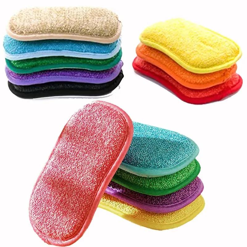 5/10PCS Kitchen Cleaning Scrubbing Sponges Reusable Non-Scratch Microfiber Scrubber Sponge Home Clean Pot Pan Dish Washer Sponge