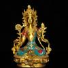 High 21CM Cloisonne Copper Kwan-yin Guanyin Statue Old Brass Statue Offering Table Decor