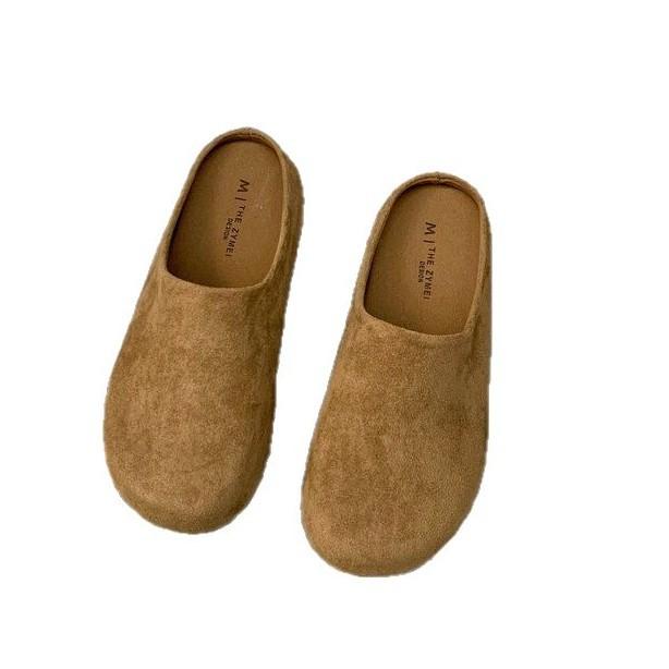 Soft Leather Version~ Thick Bottom Boken Bag Head Half Slippers Women Wear Half Tray 2025 Spring Pregnant Women Retro Ugly Boken Tide