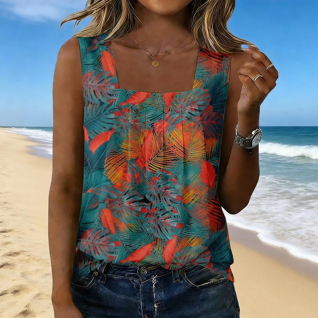 Women's Fashionable Casual Vintage Print Tank Top