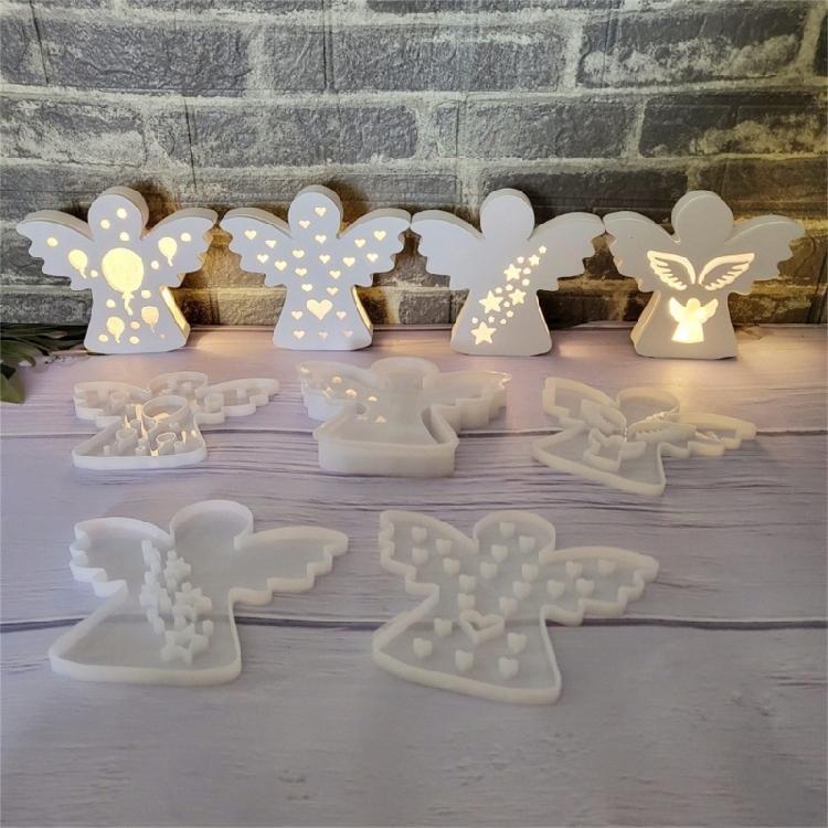 Silicone Mould Epoxy Resin Tool Angel with Heart Star Casting Molds Plasters Molds Craft Supply