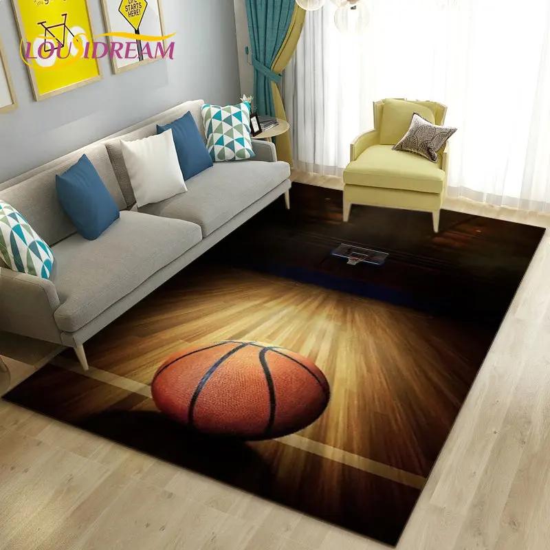 Tappeto 3D Area Basket Grande, Tappeto per Soggiorno Camera da Letto Divano Zerbino Decorazione Cucina, Tappetino Antiscivolo per Gioco Bambini