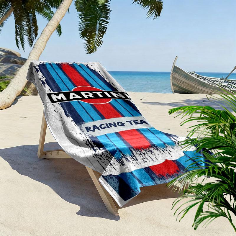 Martini Racing Print Strandtuch, Großes Weiches Schnelltrocknendes Handtuch für Strand Camping Schwimmen