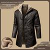 Manteau d'hiver long pour homme en fausse fourrure et cuir PU - Veste doublée en peluche Rétro Color Block