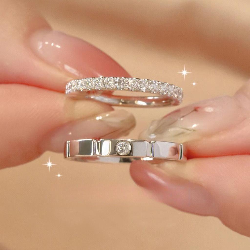 Sugar Cube Couple Ring Niche Lamp Luxury High-End Design Female Ins Live Pair Ring Simple And Versatile Ring Premium