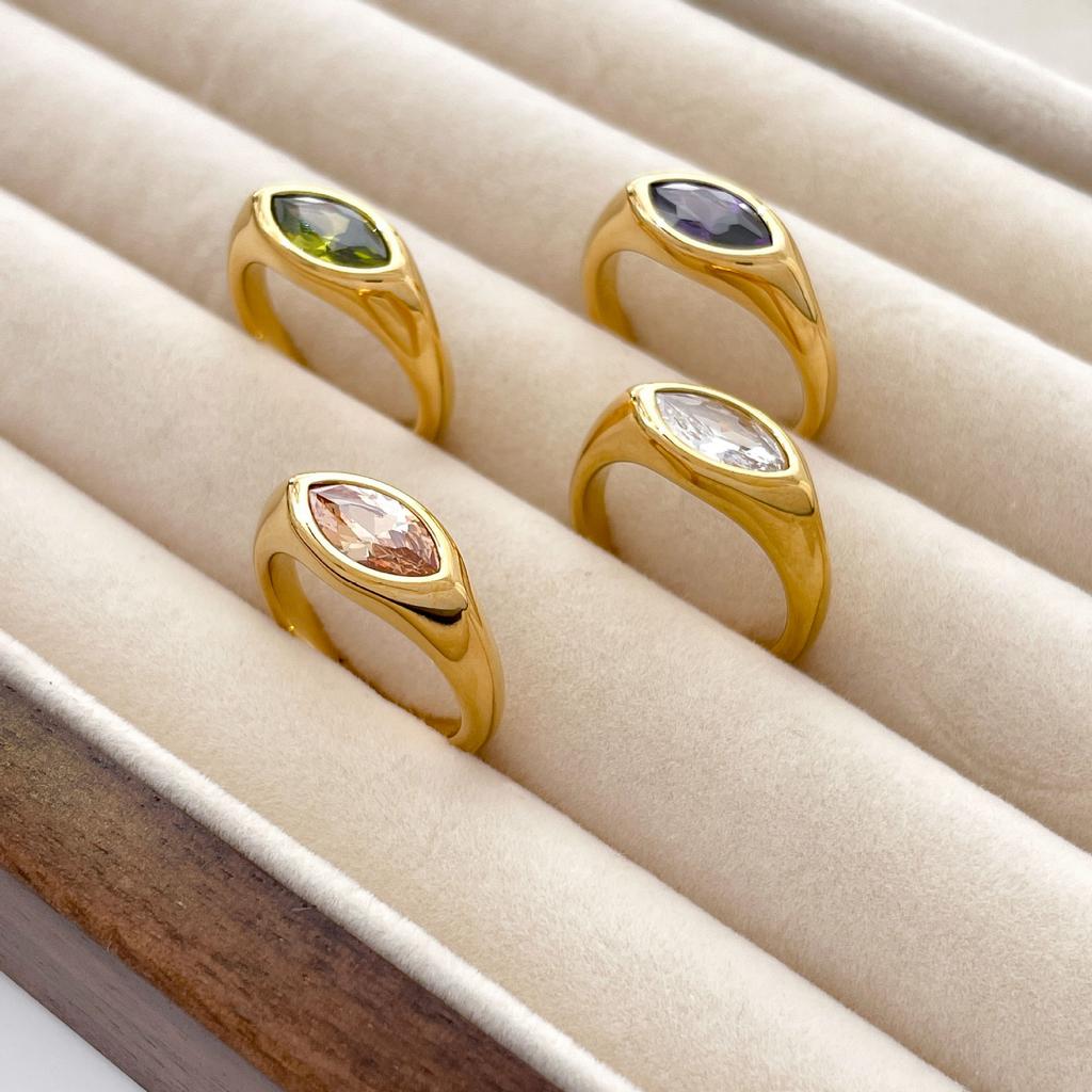 2025 Multi-color Oval Inlaid Zircon Fashionable and Versatile Party Pairing Jewelry Accessory Ring