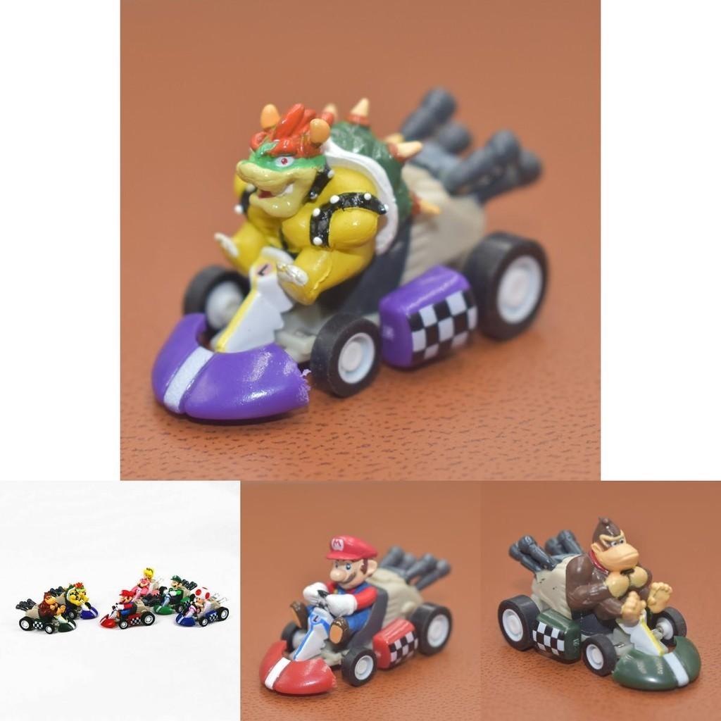 Super Mario Bros Kart Pull Back Car Action Figure Set 6 Pcs Colorful Collectibles