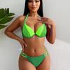 1011 New Braided Rope Split Bikini Solid Color Plain Spell