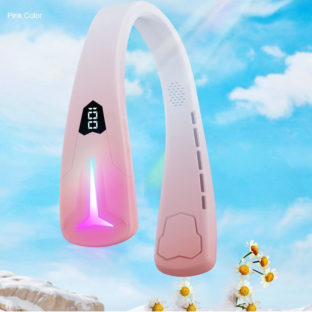 2 In 1 Hanging Neck Fan & Bluetooth Headset Sound Portable Sports Neck Hang Fans with Music Play USB Summer Cooler
