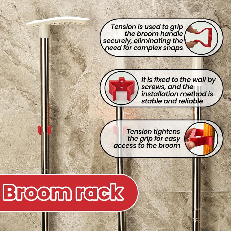 1PC broom rack, easy to install home interior broom mop placement rack, plastic tools