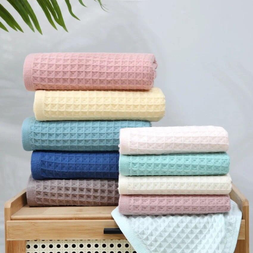 Waffle Cotton Bath Towel Soft Honeycomb Strong Absorbent Face Shower Towels for Adults Kids Home Bathroom Shower Spa Swim 34*74/70*140cm