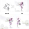 Aifuluo Pink Plum Blossom Zircon Stud Earrings - Pure Silver, White Gold Plated, S925.