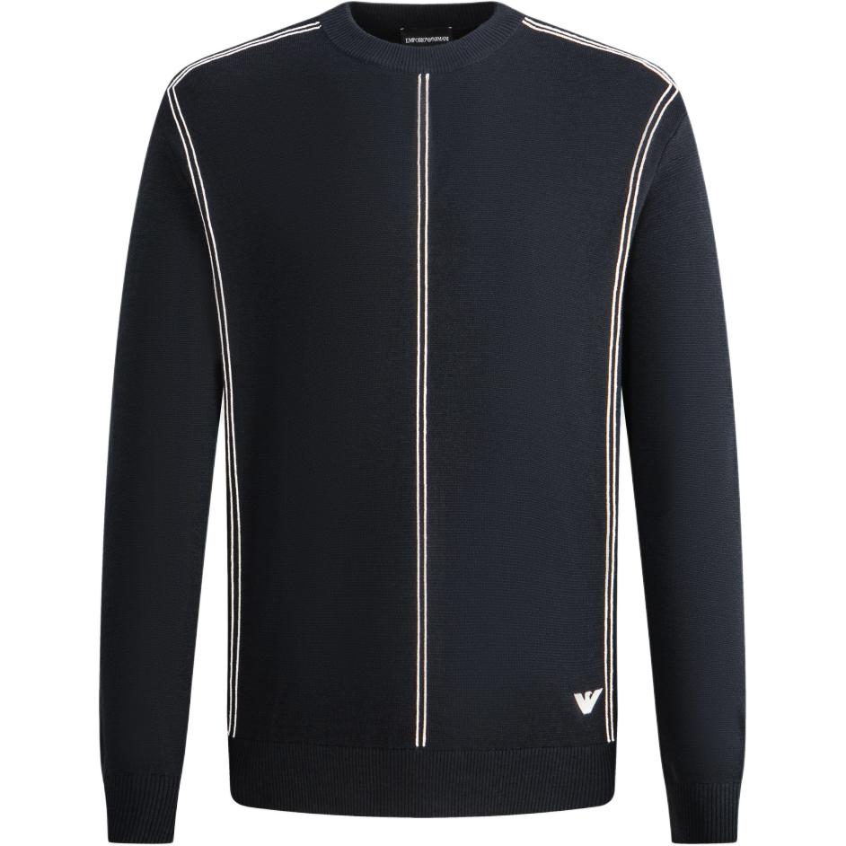 Emporio Armani Полосатый джемпер с круглым вырезом Мужской свитер Темно-синий 6R1MX3-1MOZZ-0920 M