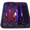 Set di forbici professionali per toelettatura animali domestici da 7 pollici in acciaio inossidabile per cani, incluse forbici dritte, curve, a lisca di pesce e tagliacapelli per orecchie