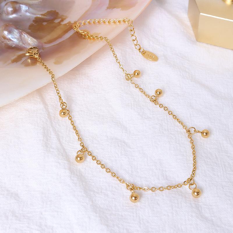 

Elegant Round Bead Anklet in 18k Gold Titanium Steel - Women s Fashion Jewelry S080