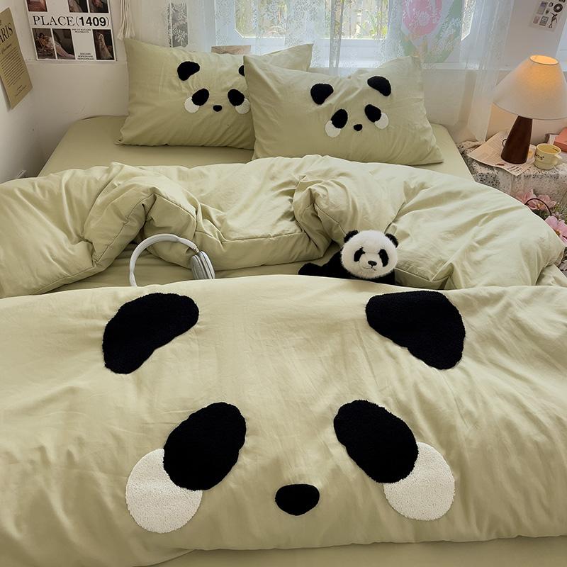 Sleeping grid A-class washed cotton towel embroidery four piece set