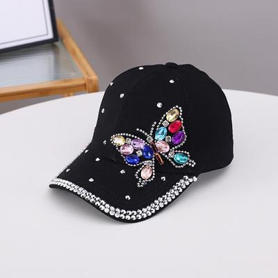 Colorful Rhinestone Butterfly Hat Is Hot In Europe and America, Pure Cotton Sunshade Cap, Baseball Cap
