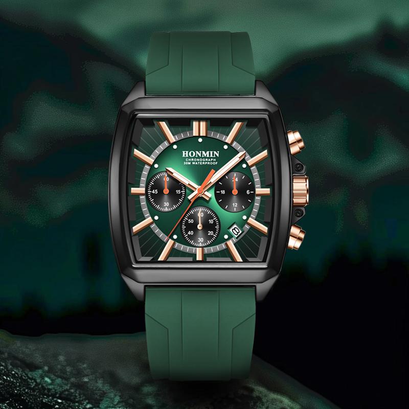 Watch for Men Business Wristwatch Rectangle Quartz Watches Waterproof Luminous Silicone Casual Clock Reloj Hombre