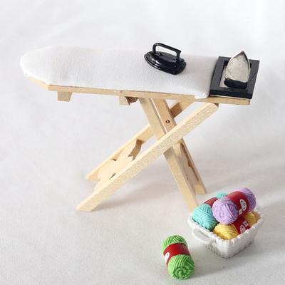 Metal Dollhouse Miniature Wooden Ironing Board Table Resin Life Scene Simulation Ornamen  Children