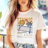 Beach Tennis Cartoon Printed Women's Short Sleeved T-Shirt Cute Style O-Neck Summer Fashion Women's Casual Basic Top T-Shirt