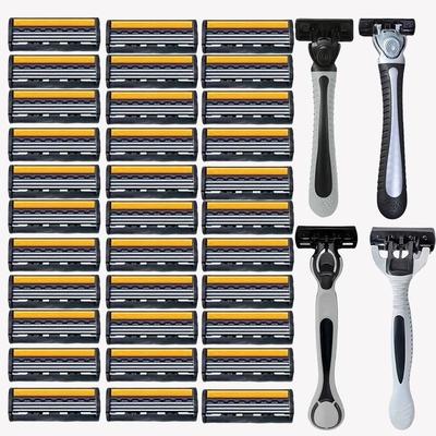Three-Layer Replaceable Manual Razor Blades - Stainless Steel, Portable Design
