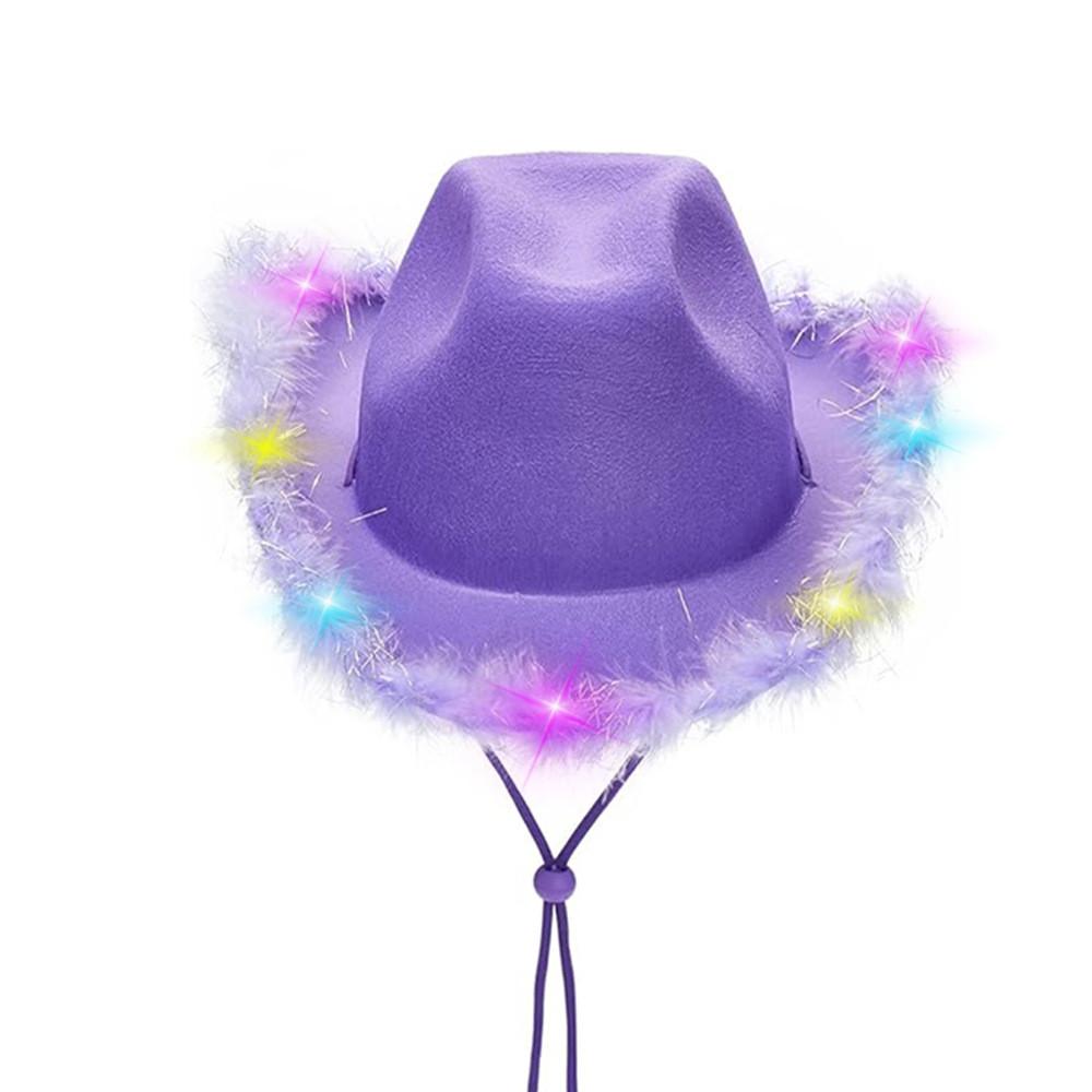 Breathable Cowboy Hat With Bright Led Trim And Large Brim For Outdoor Activities