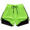 Men's Quick-Dry Double Layer Three-Point Running Shorts with Lining