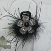 Elegant Rhinestone Feather Flower Hair Clip - Retro Versatile Shark Clip for Women