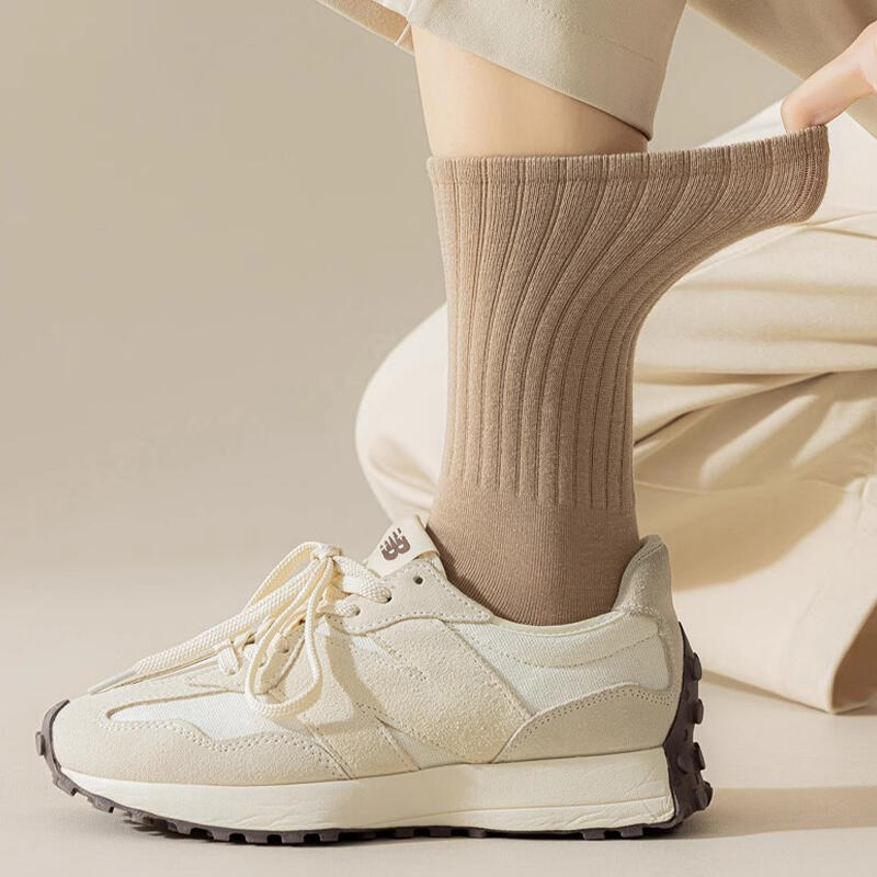 6 pares de meias femininas longas com faixas coloridas modernas