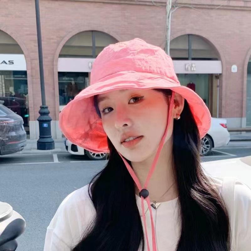 Styleable lace-up Thin fisherman's hat Children's spring and summer outdoor sunscreen visor Sweet quick-drying versatile breathable