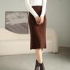 Women's Slim Fit Vertical Stripe Wool Midi Skirt - Versatile Cashmere Knit