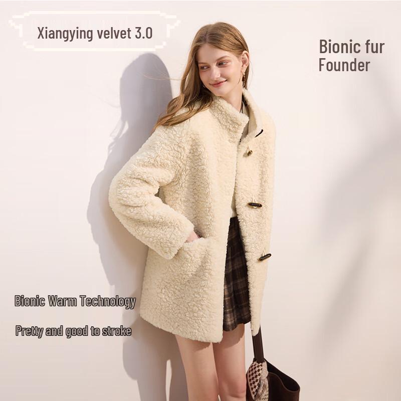 Xiangying Women s Faux Lambswool Toggle Coat S