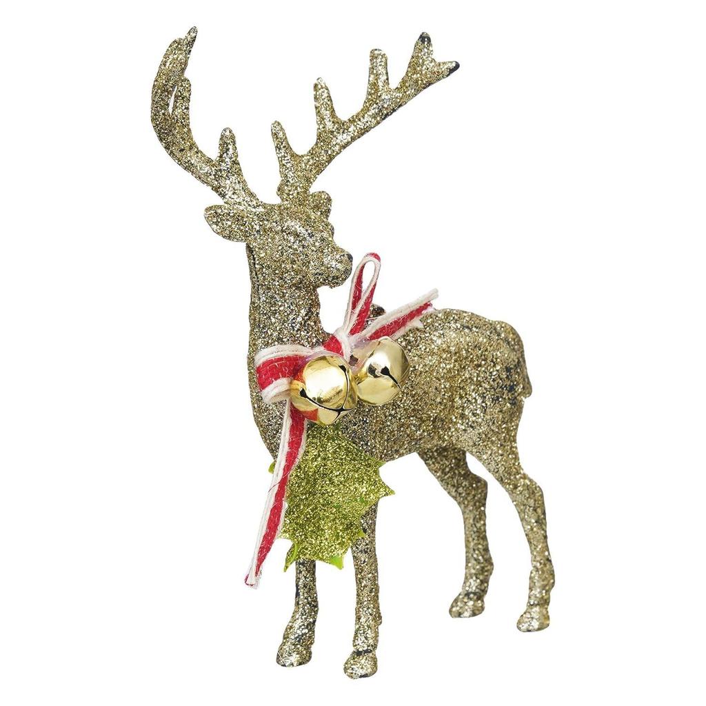 Glitter Golden Reindeer Statue | Christmas Tree Decoration Items | Christmas Hanging Ornaments Props | Xmas Decorations Items