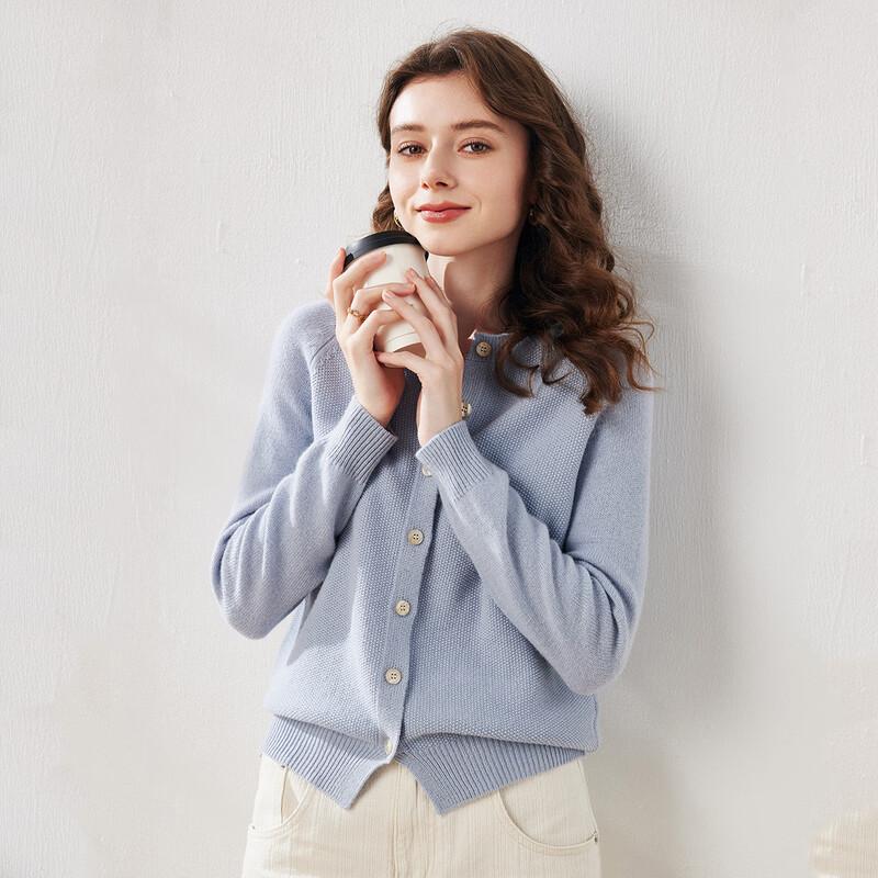 Women's Premium 100% Wool Crew Neck Casual Cardigan