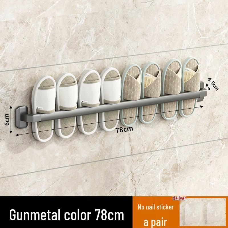 Wall-Mounted Luxury Slipper Rack: Punch-Free Bathroom Shoe Draining Storage Solution